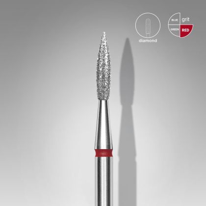 Накрайник диамантен, пламък, червен, 2,3мм/8мм